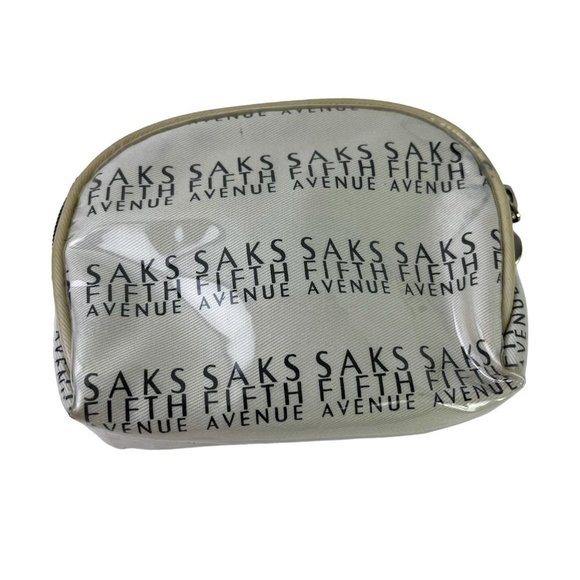 Saks Fifth Avenue Logo Full Zip Coin Purse Plastic Full Zip Cosmetic Bag Tote - Picture 9 of 16